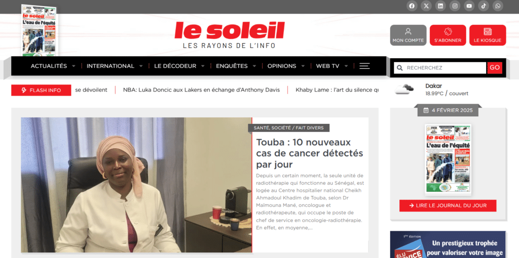 Le journal Le Soleil du Sénégal - soleil.sn (2)